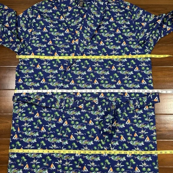 Polo Ralph Lauren Mens Size L / XL Blue Tropical Sailboat Print 100% Cotton Robe - Picture 6 of 13